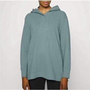 Athleta Coaster Luxe Waffle‎ Hoodie Long Sleeve Sweatshirt in Seafoam Green Sz L
